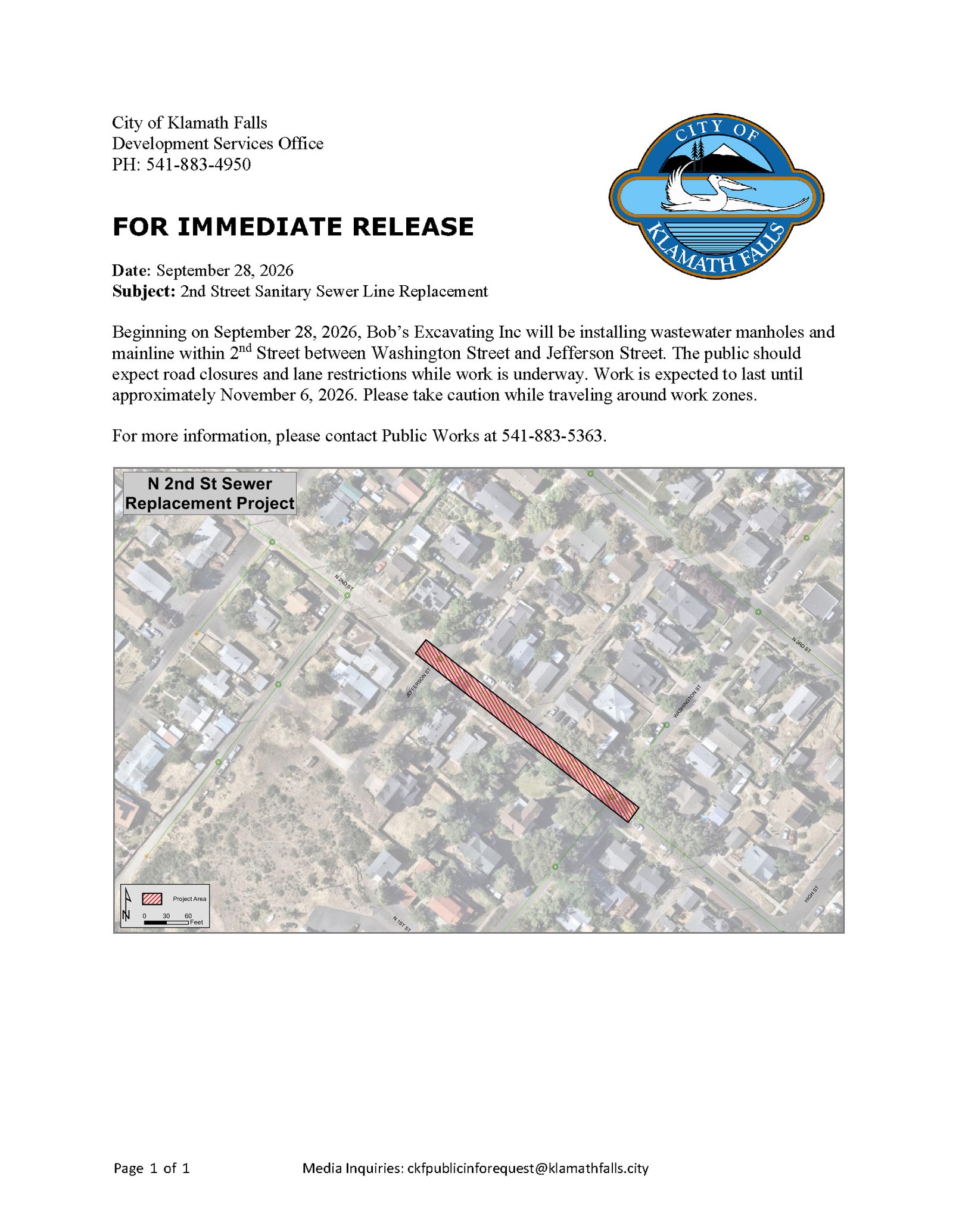 Press Release   2nd St Sewer