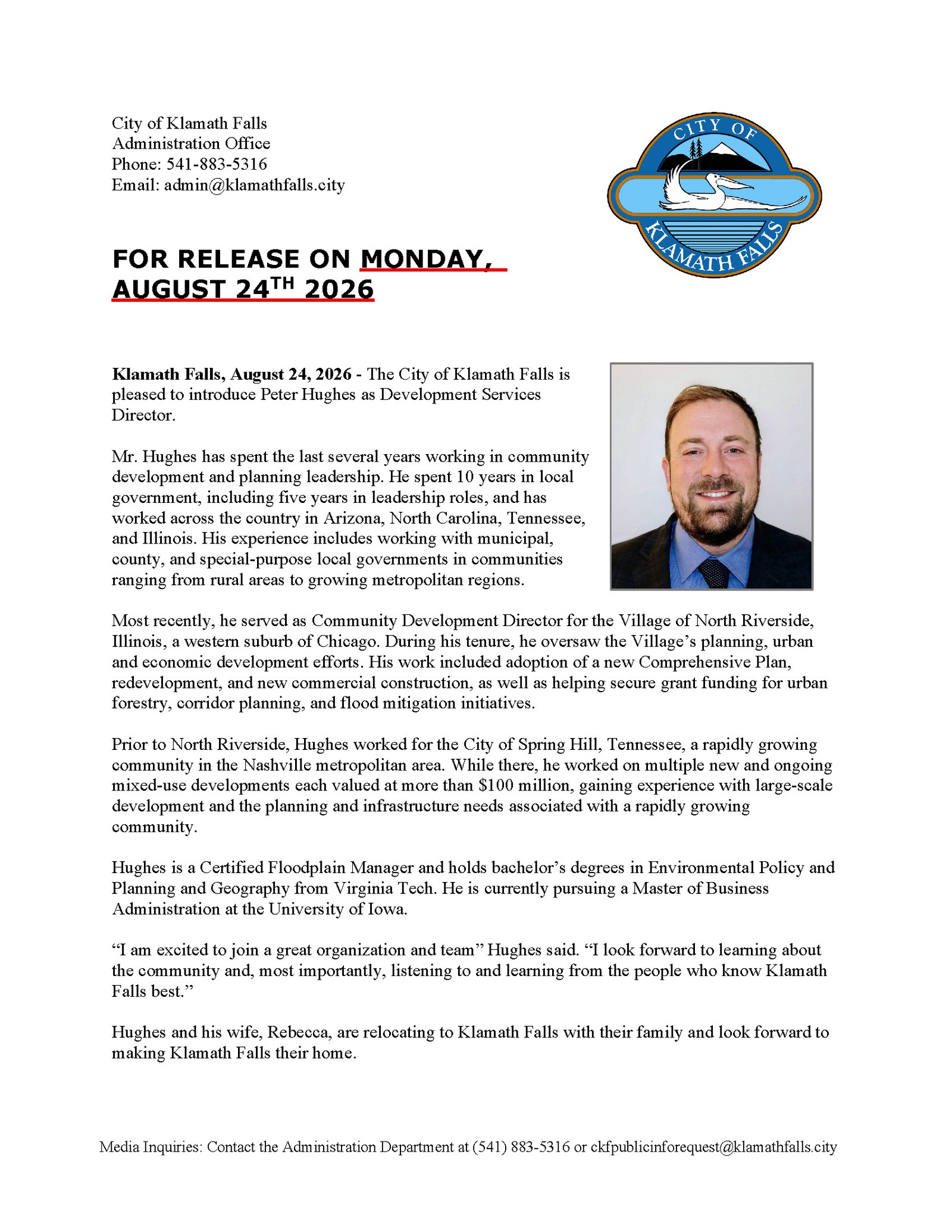 Press Release   Development Services Director