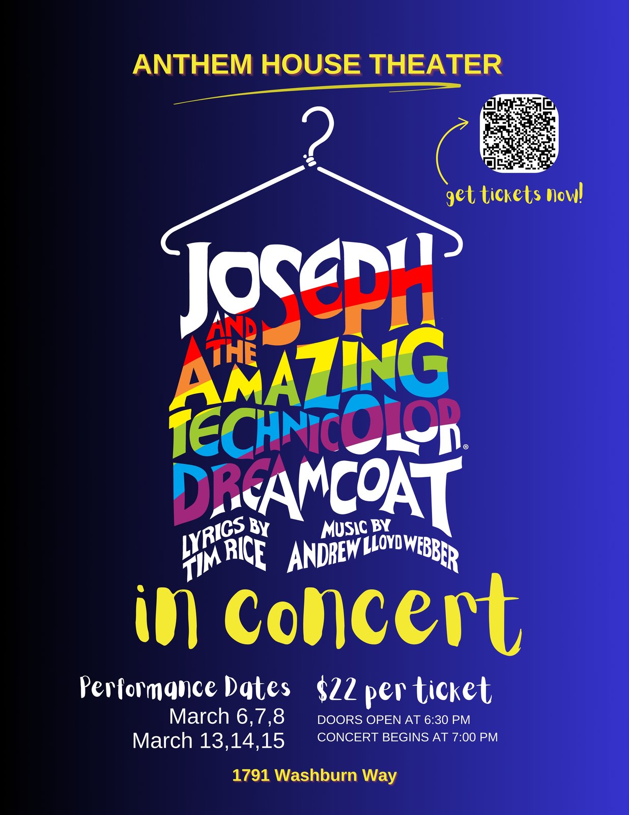 Joseph and the Amazing Technicolor Dreamcoat in Concert — March 6, 7, 8 & 13, 14, 15 at the Anthem House Theater