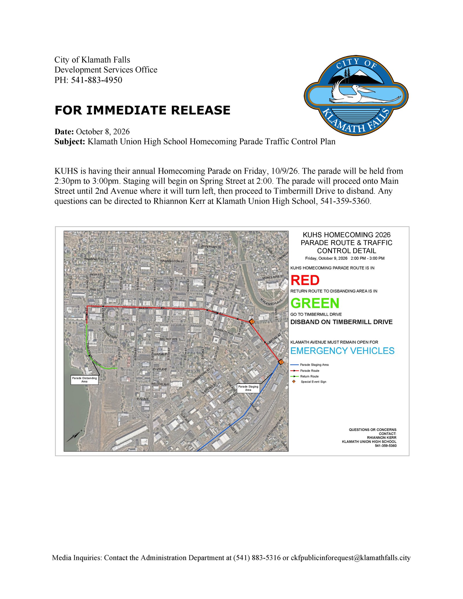 Press Release   KU Homecoming Parade Traffic Control Plan