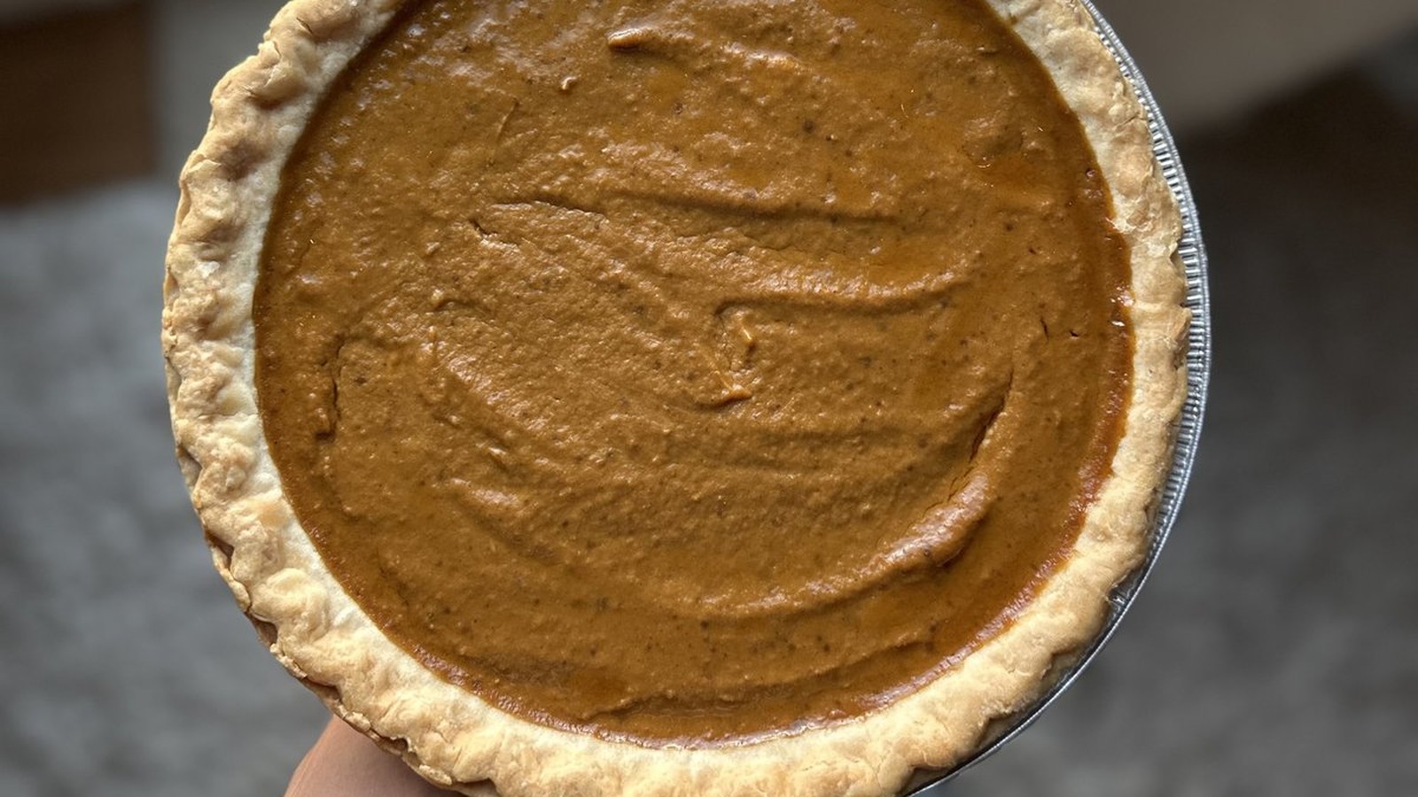NO BOWL Pumpkin Pie — blend in a food processor, pour, and bake