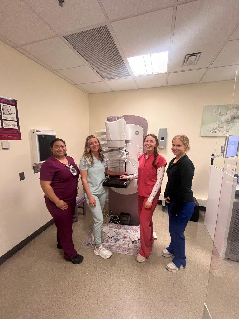 Oregon Tech students with mammography machine