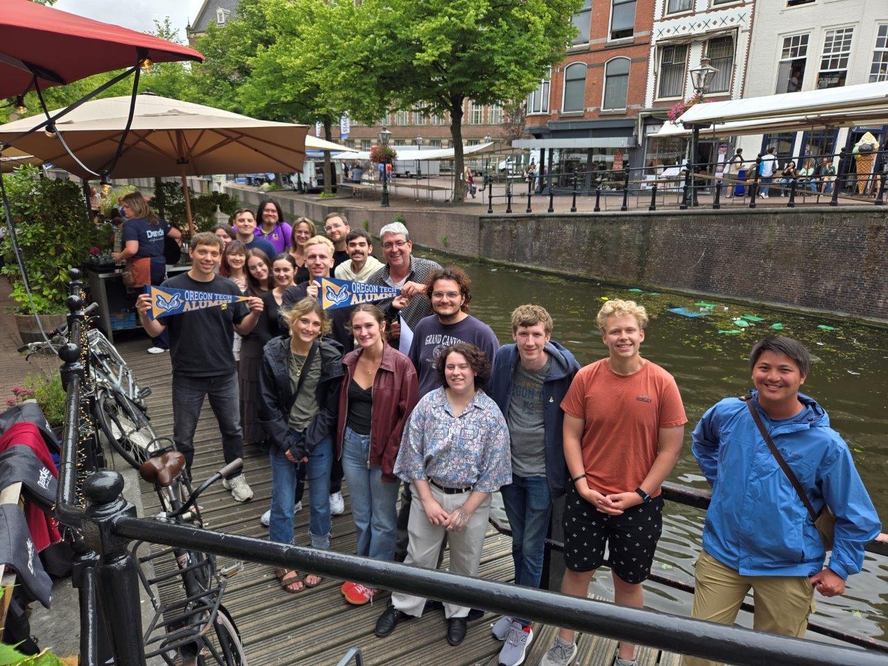 Students with Oregon Tech alumni Lodewijk LB Bloemzaad and Joey Driessen