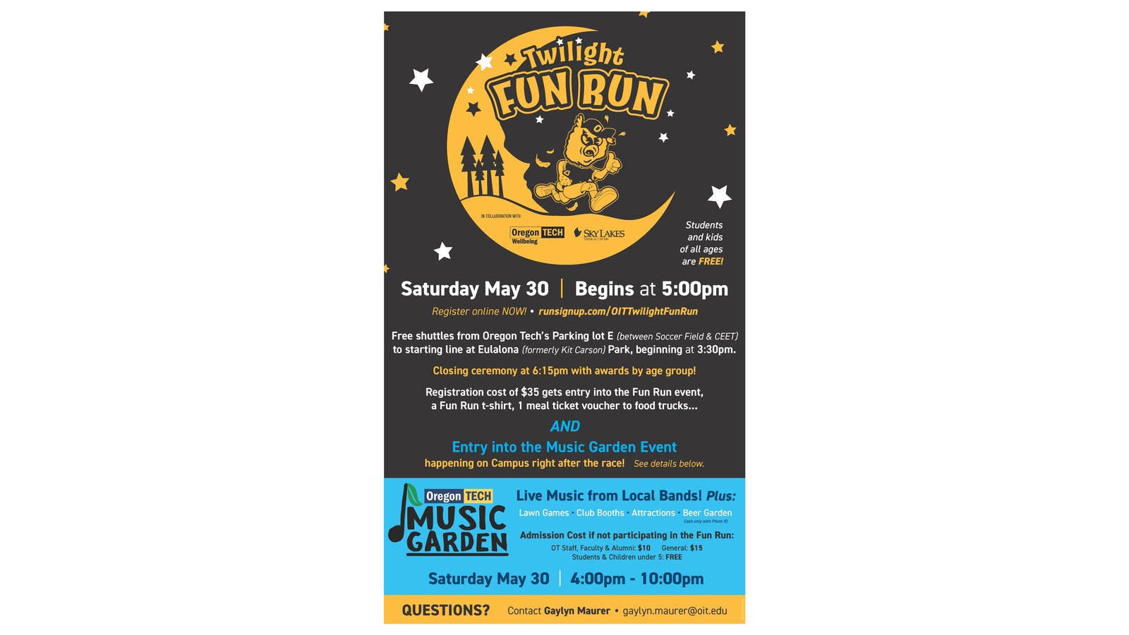 Oregon Tech Fun Run and Music Garden May 30