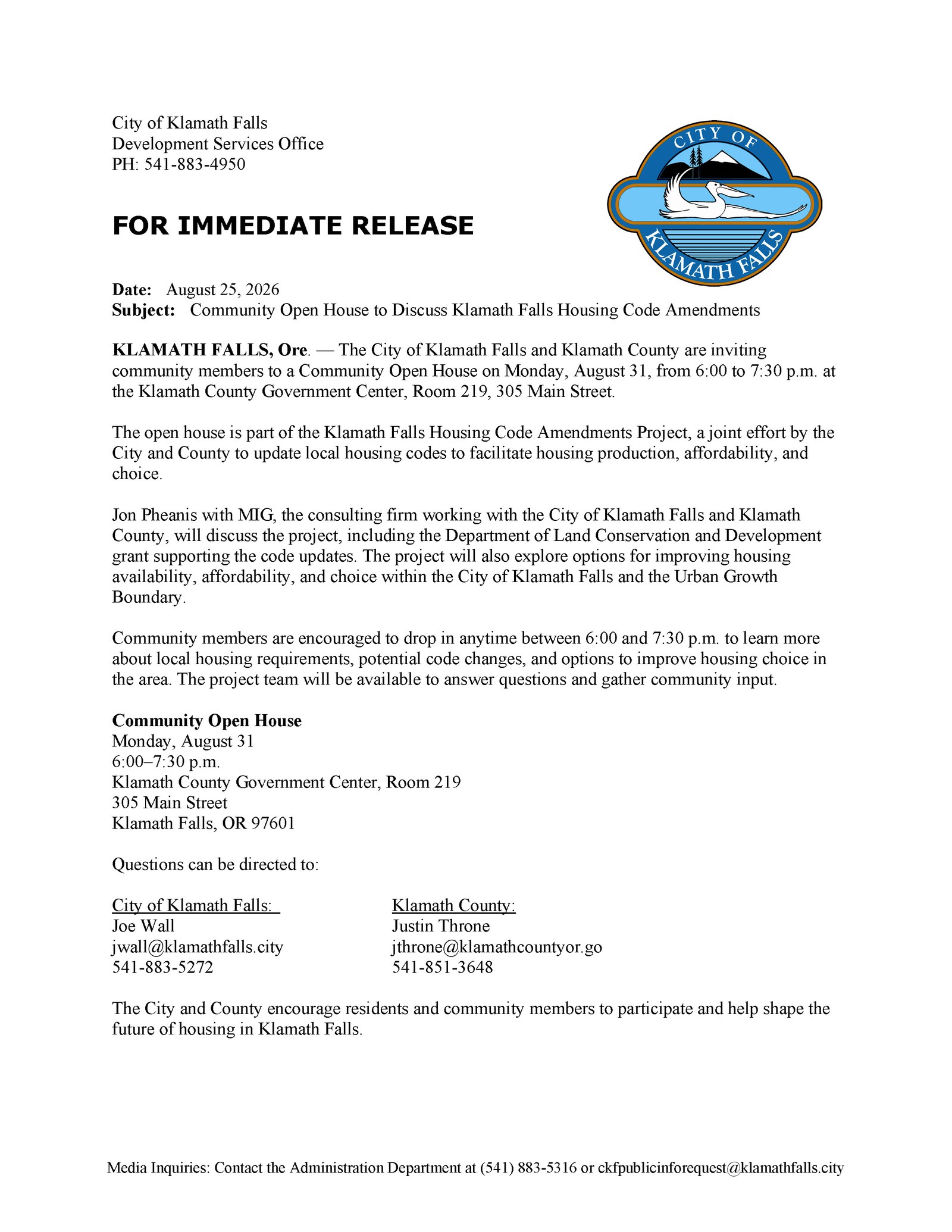 Press Release   Planning Commission Community Open House Page 1