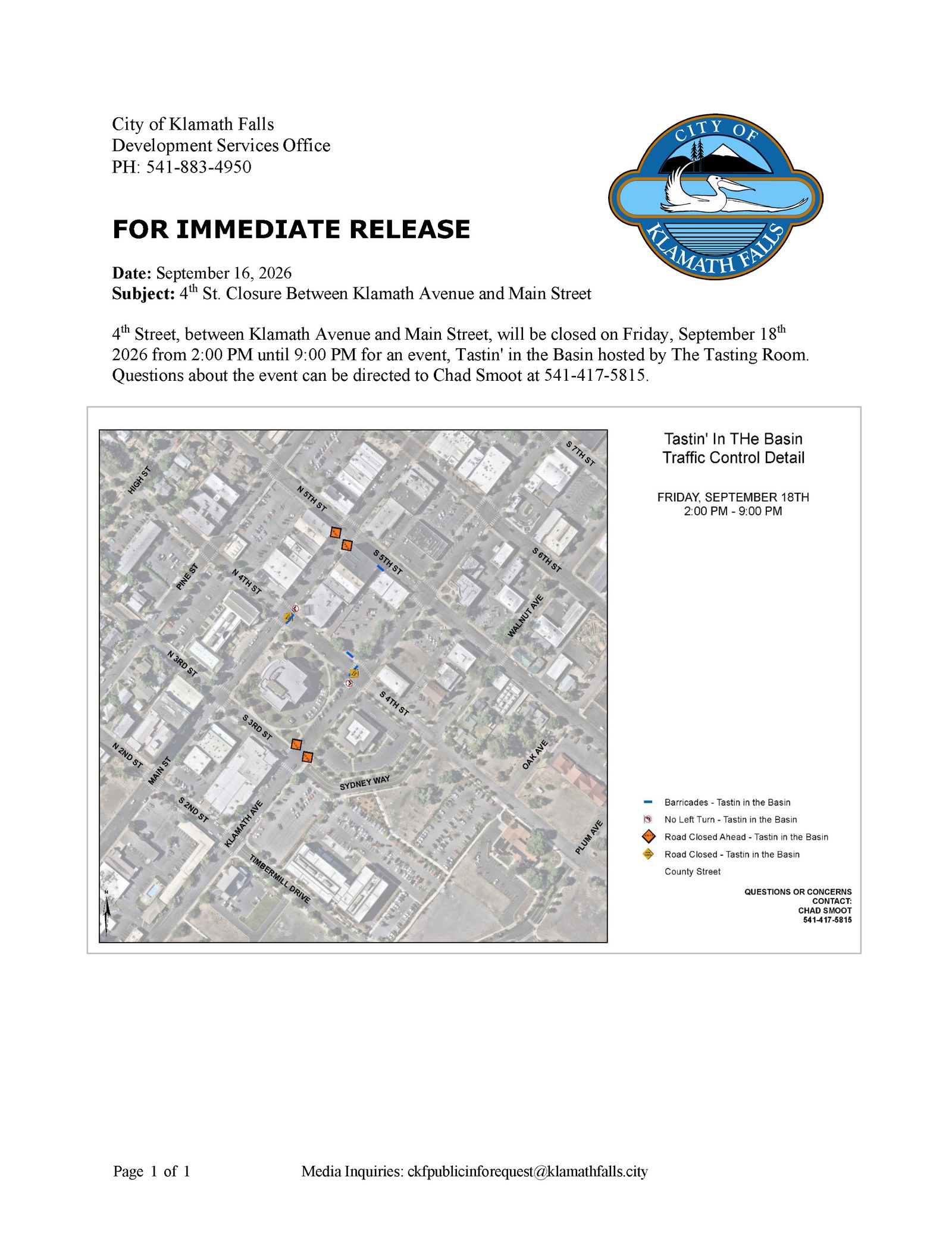 Press Release   Tastin' in the Basin Traffic Control Plan