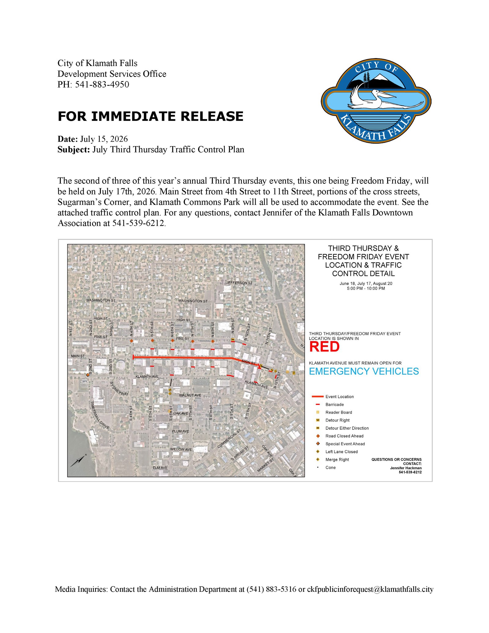 Press Release   Third Thursday Traffic Control Plan   July