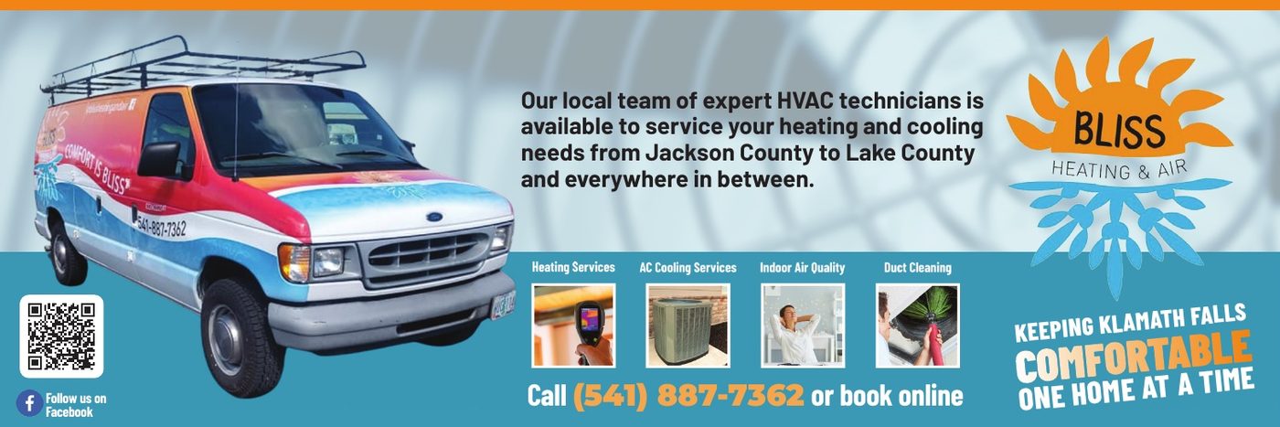 Bliss Heating and Air Conditioning advertisement in Klamath Living