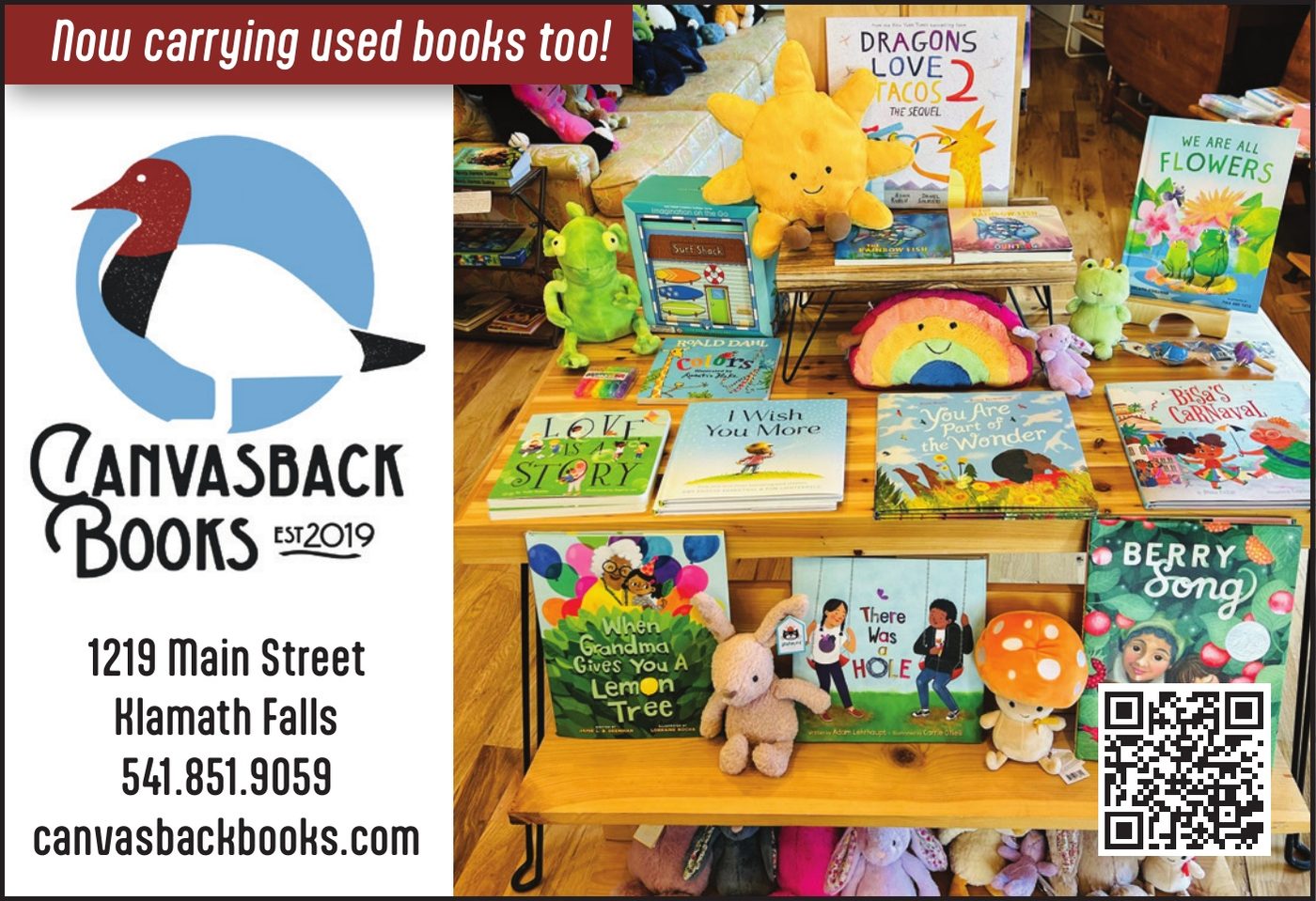 Canvasback Books advertisement in Klamath Living