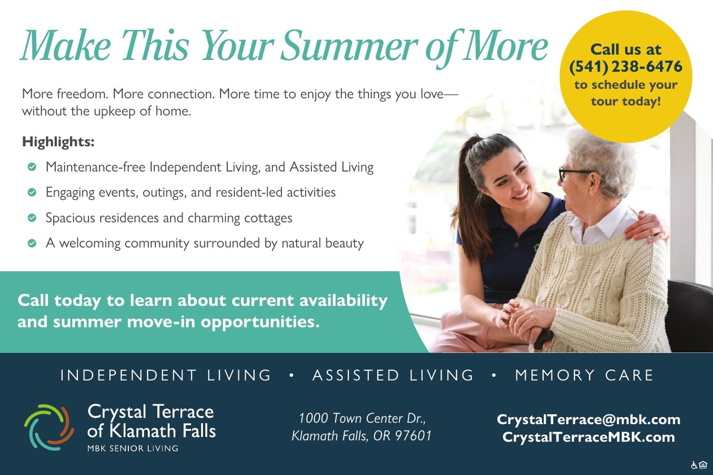 Crystal Terrace of Klamath Falls advertisement in Klamath Living
