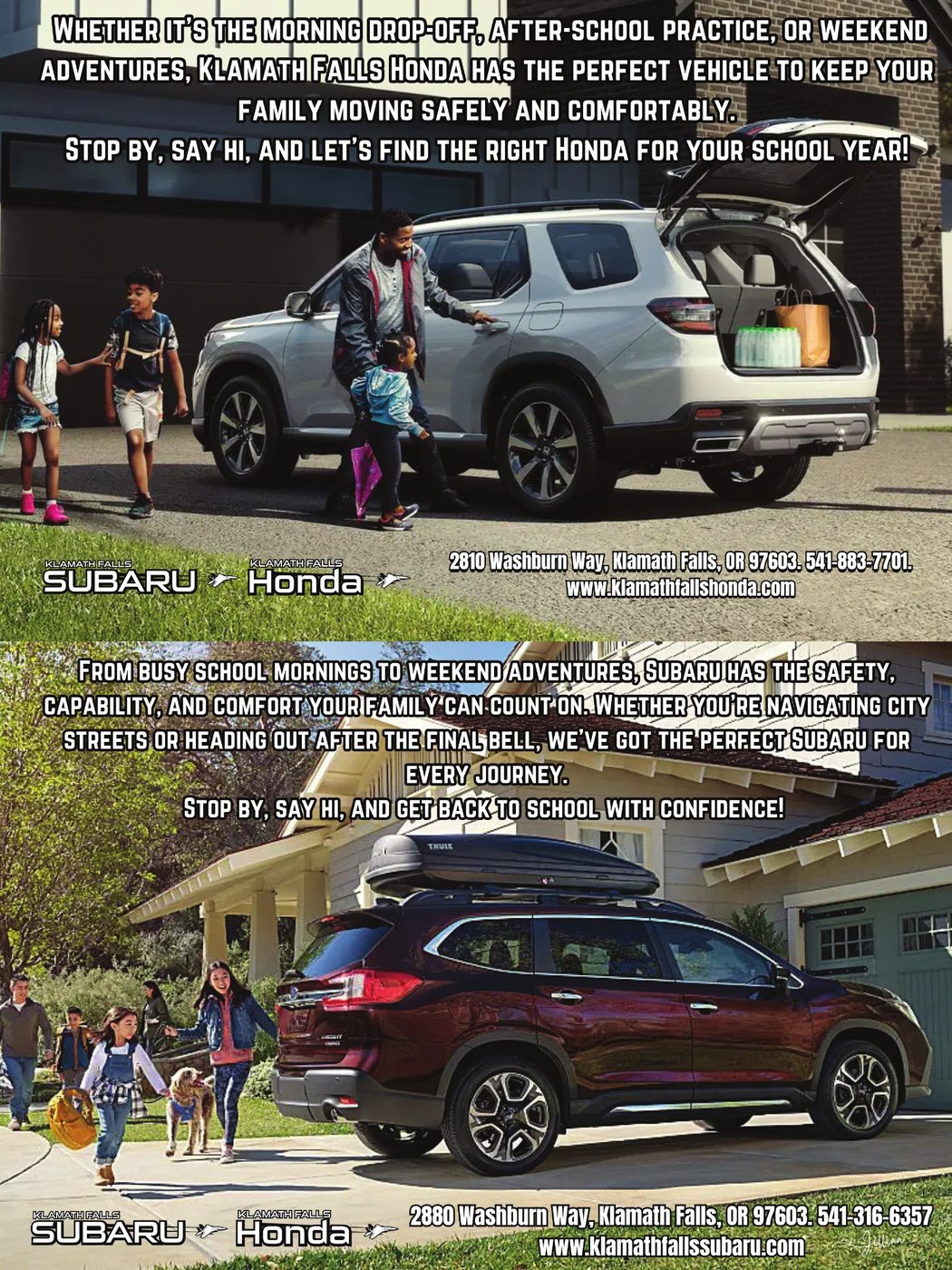 Klamath Falls Honda & Subaru advertisement in Klamath Living