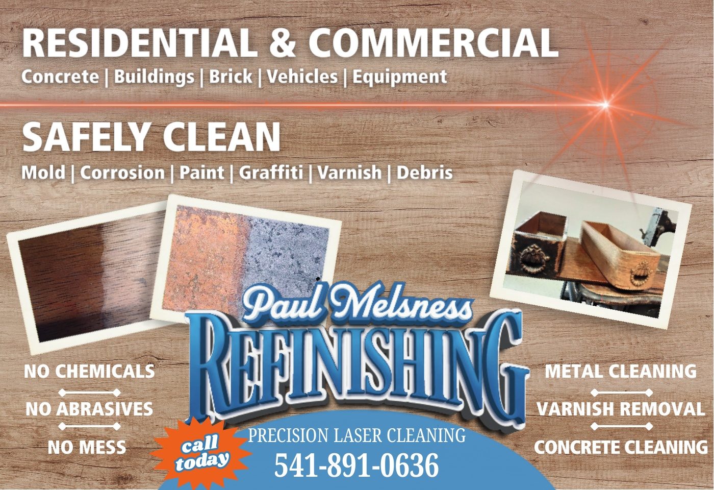 Paul Melsness Refinishing advertisement in Klamath Living