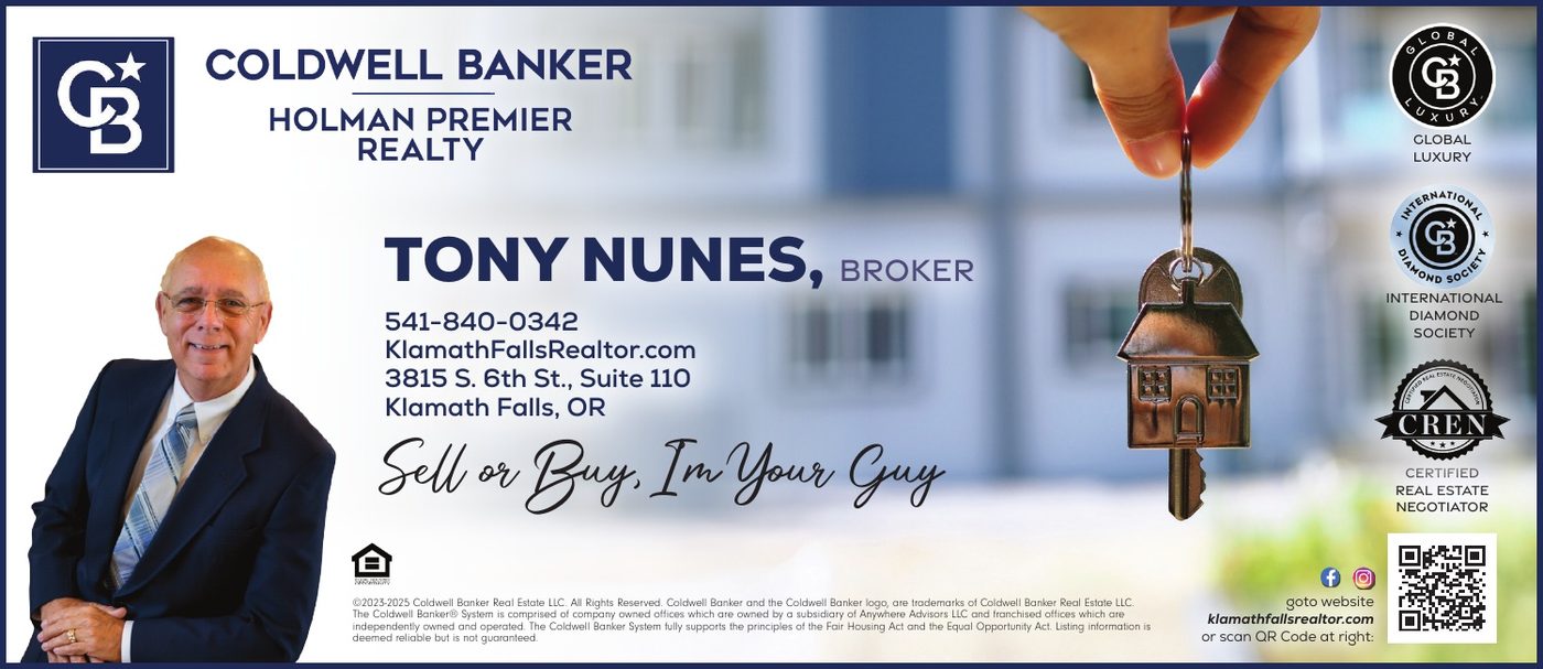 Tony Nunes — Klamath Falls Realtor advertisement in Klamath Living