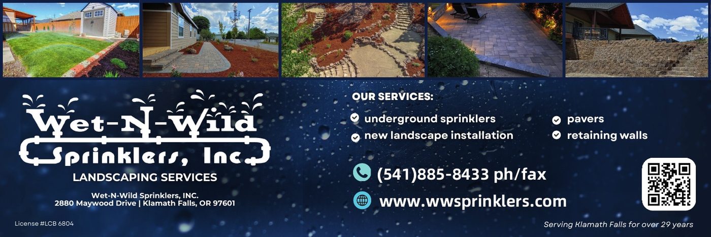 Wet-N-Wild Sprinklers, Inc. advertisement in Klamath Living