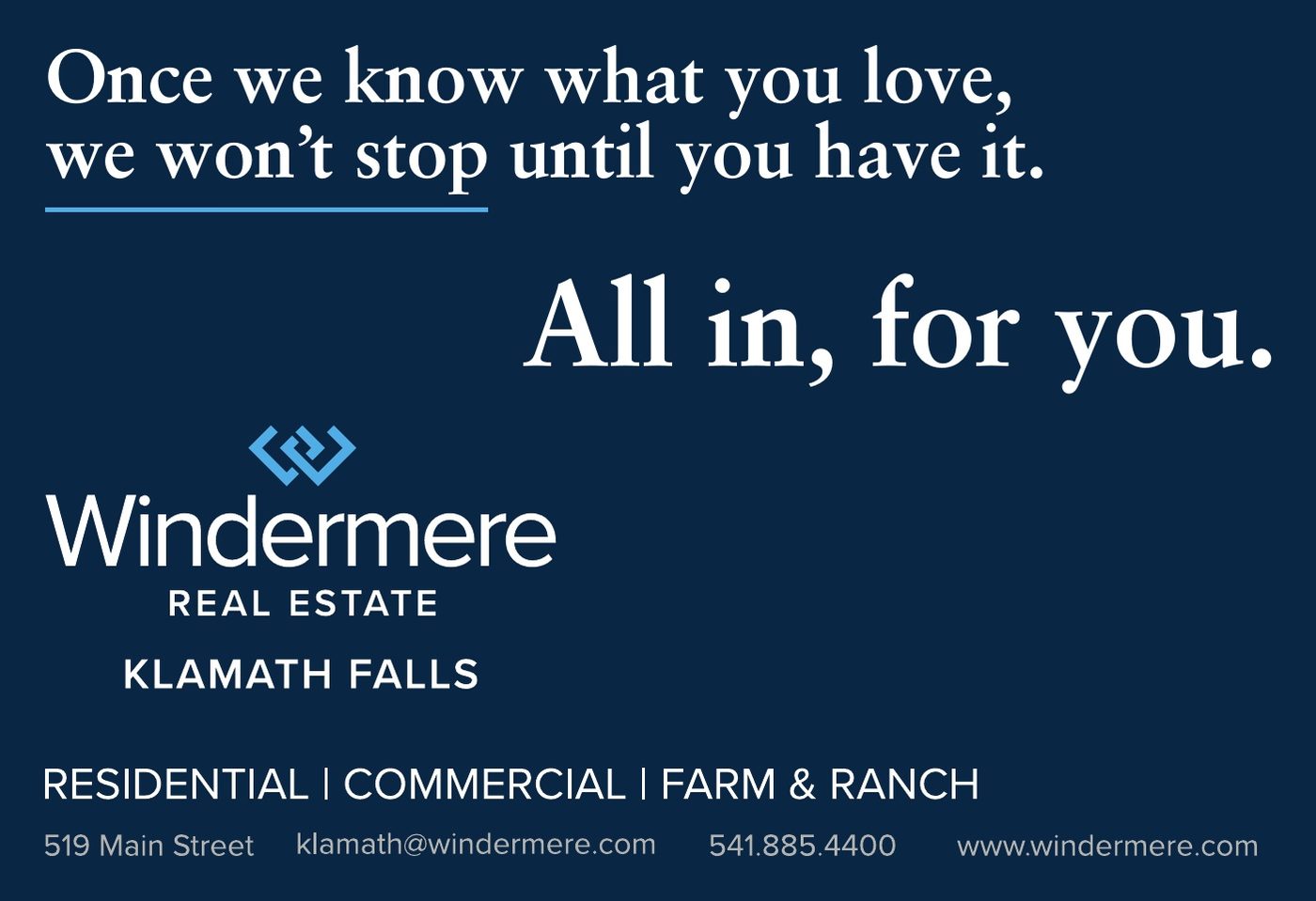 Windermere Real Estate - Klamath Falls advertisement in Klamath Living