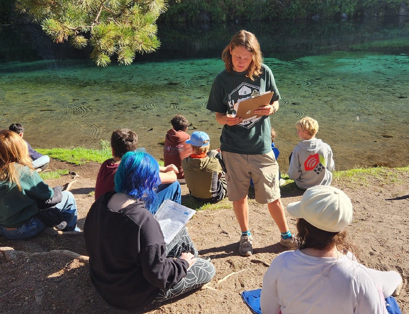 Veteran instructor Madeline is seen here teaching a water quality lesson that was scaled up for our 8th grade group. Madeline put in many hours to make her specially designed Astronomy lesson truly out of this world!