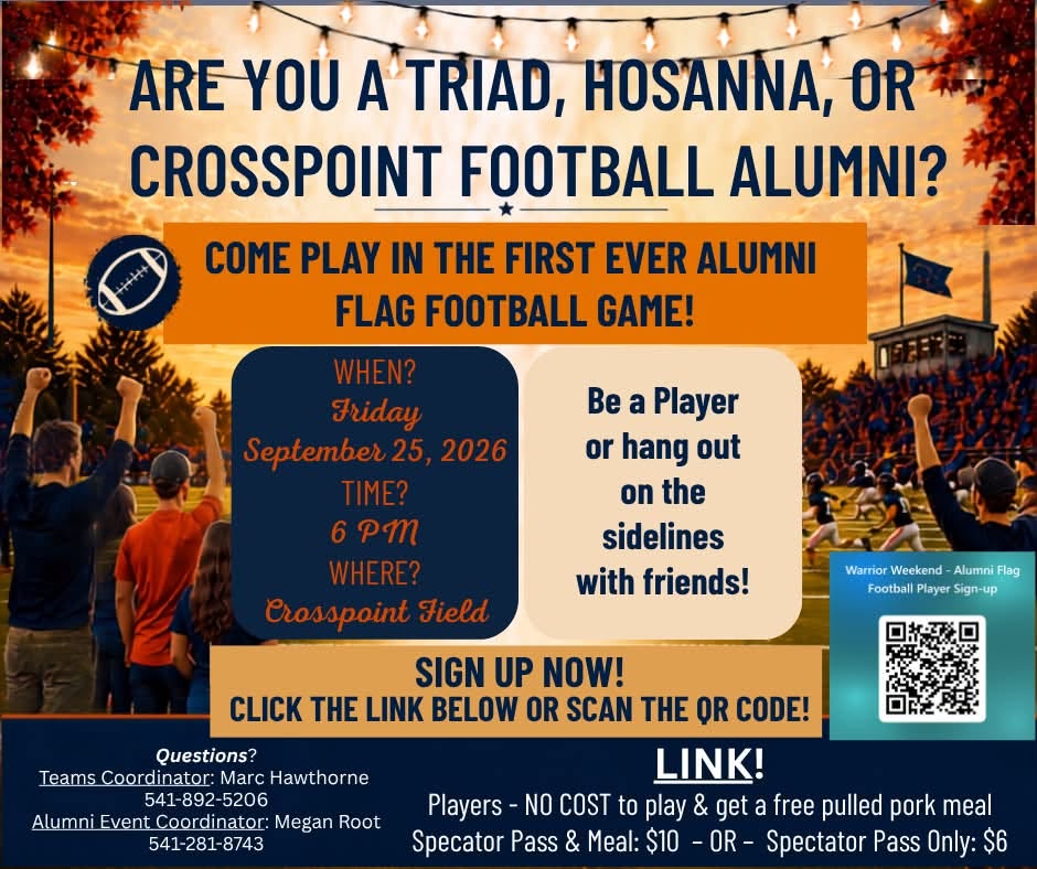 Warrior Weekend — Alumni Flag Football Game flyer