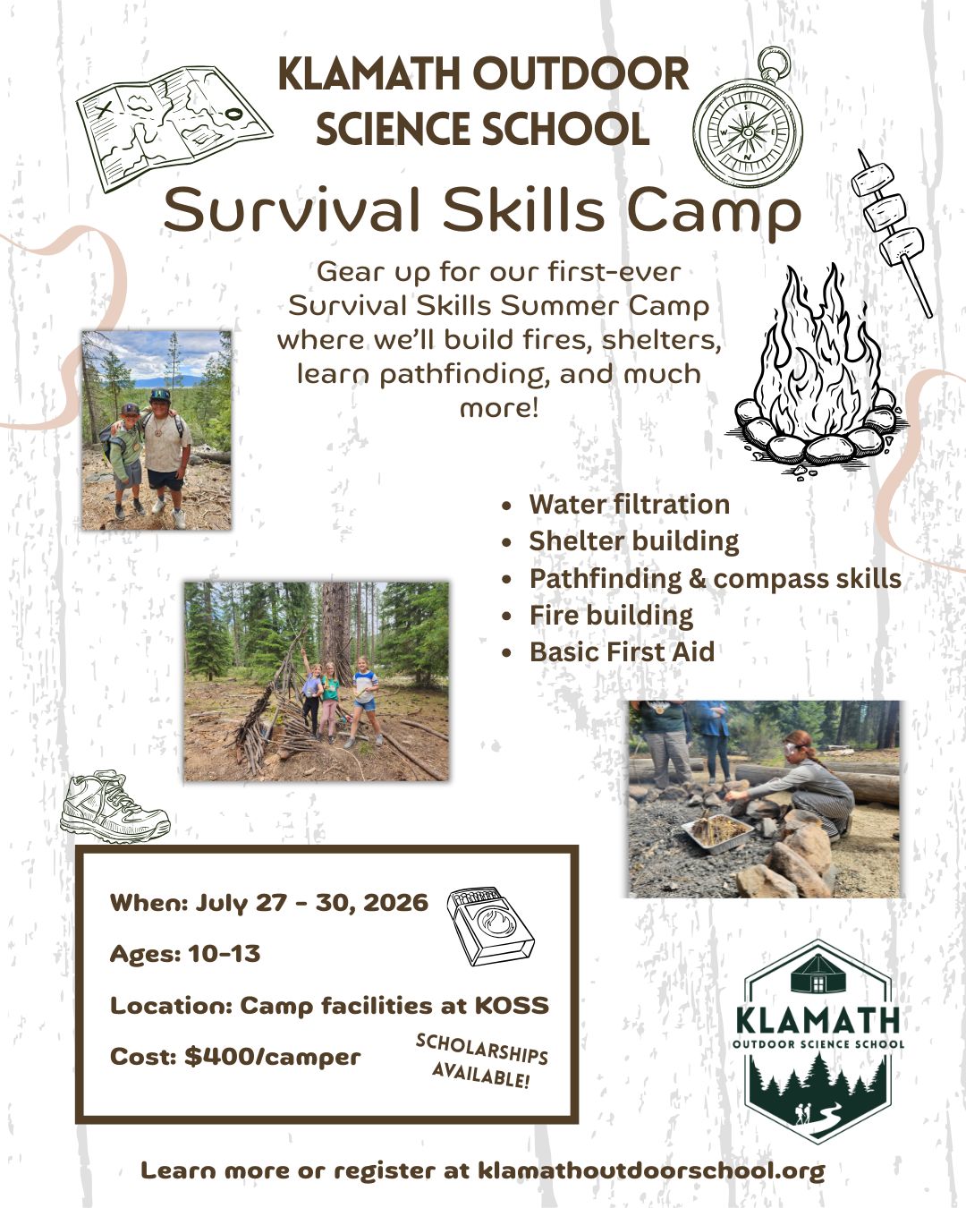 KOSS Survival Skills Camp flyer