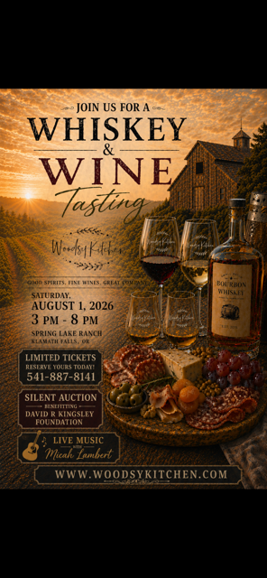 Whiskey & Wine Tasting — Kingsley Foundation Fundraiser flyer