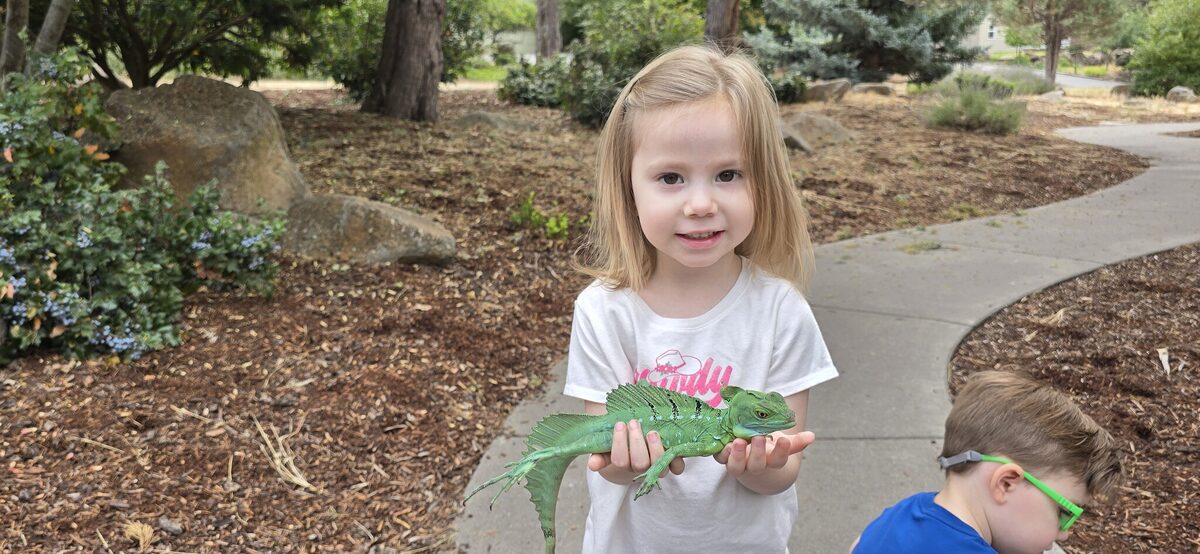 Josie and the green basilisk