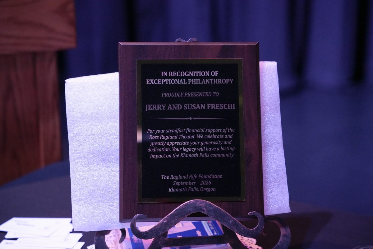 Ragland Rife Foundation plaque reading In Recognition of Exceptional Philanthropy, proudly presented to Jerry and Susan Freschi