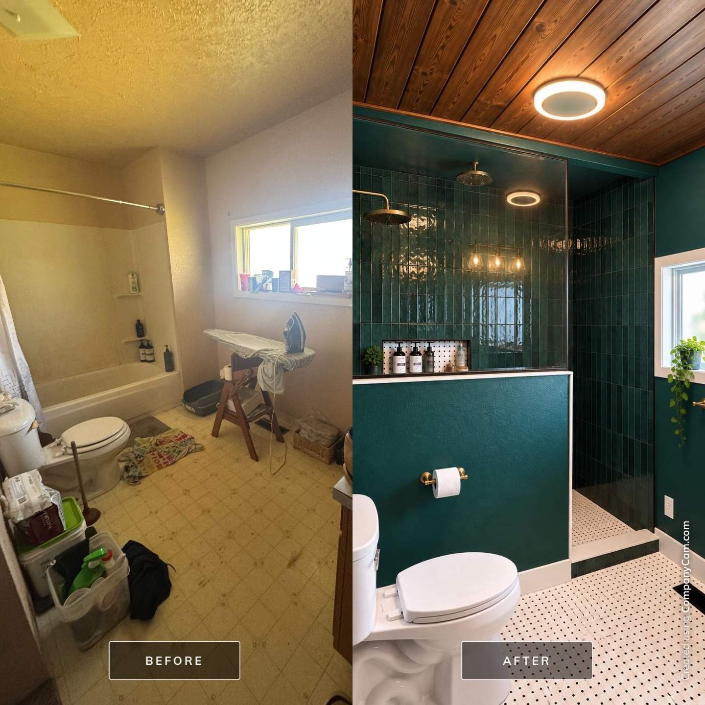 Bathroom remodel, before and after