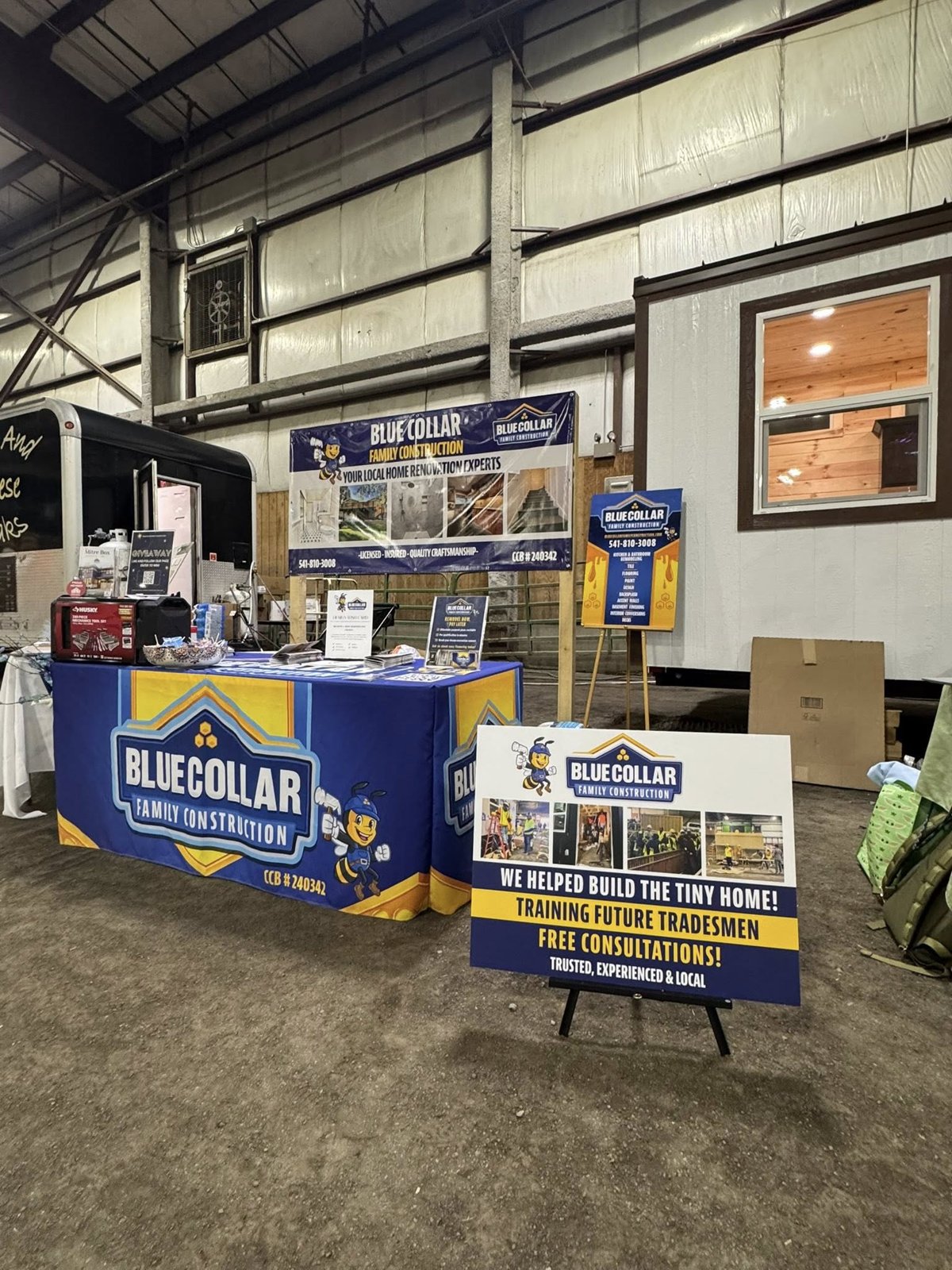Blue Collar Family Construction's booth at a local trade show