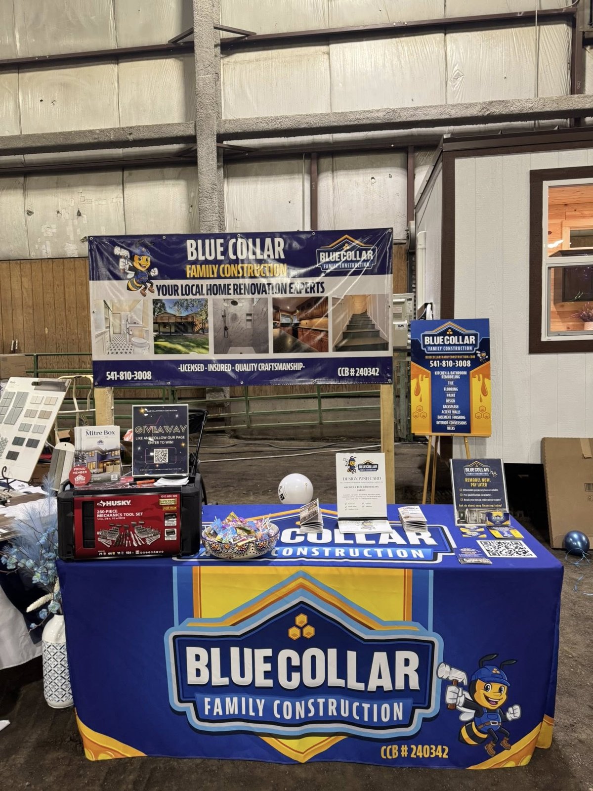 Blue Collar Family Construction's display: kitchen and bath remodels, built in Klamath Falls